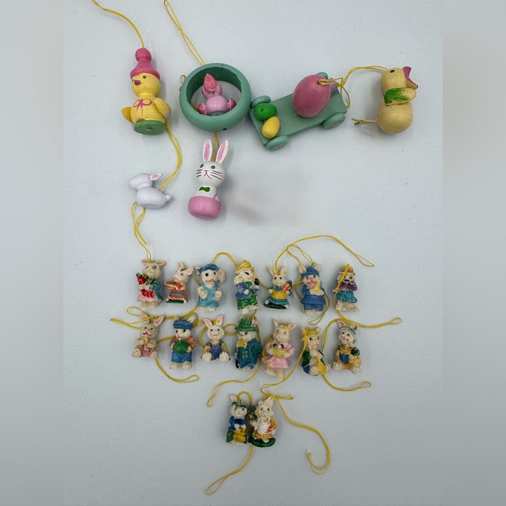 Vintage Easter Bunny Ornament Lot 22 Mini Tree Decor Spring‎ Farmhouse